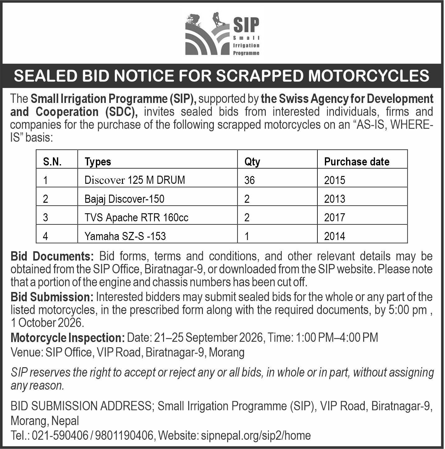 Bid Notice